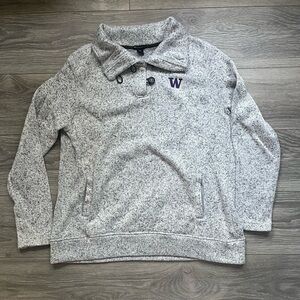 Champion Elite Gray NCAA University of Washington Button Collar Sweatshirt XL